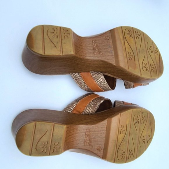 Dansko Jessie Womens Sand Lizard Double Strap Wedge Sandals US 8.5-9 EU 39 - Picture 3 of 15